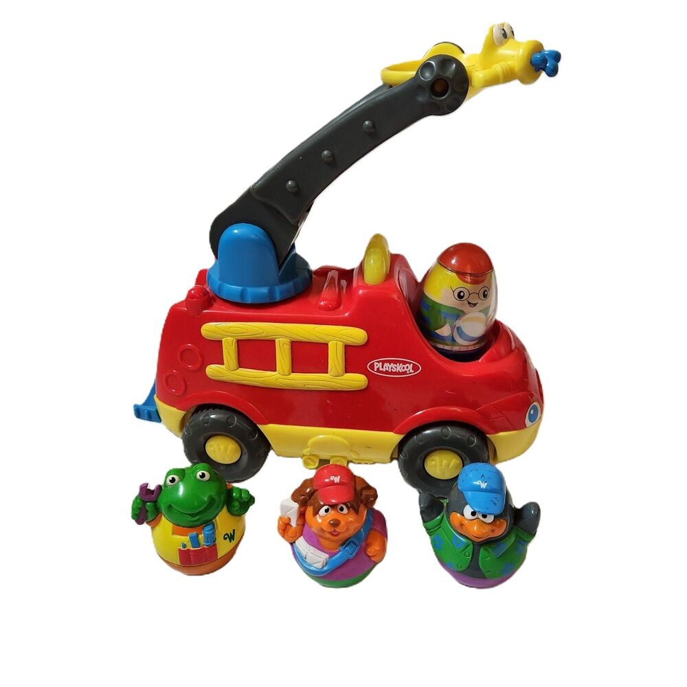 Weebles firetruck 4 weeble characters lot